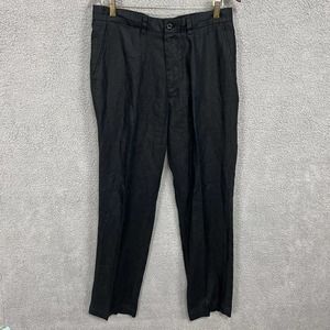 Austin Reed London 100% Linen Pants Men’s 32x32 Black Flat Front Dress Slacks
